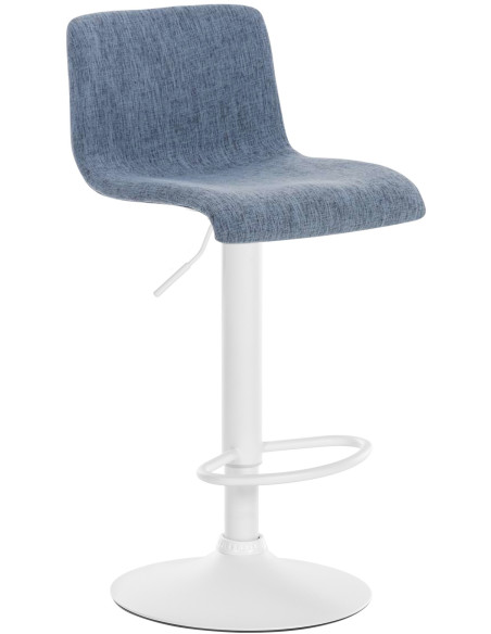 Tabouret de bar minimaliste en Tissu Bleu Métal Blanc Zavria - 1