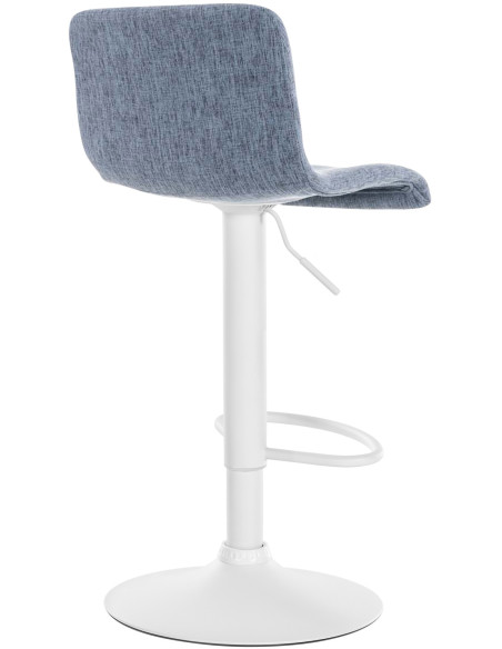 Tabouret de bar minimaliste en Tissu Bleu Métal Blanc Zavria - 2
