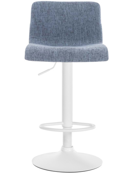 Tabouret de bar minimaliste en Tissu Bleu Métal Blanc Zavria - 3