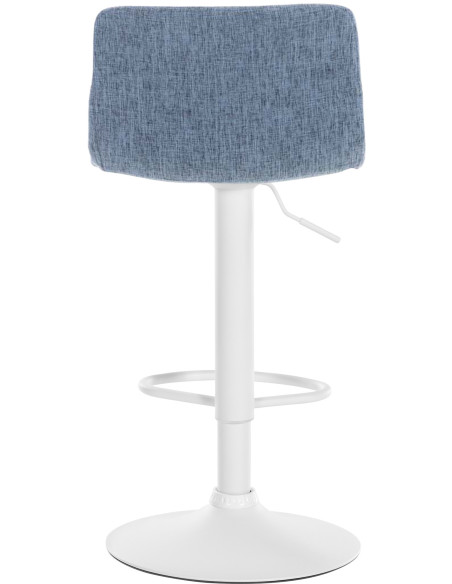 Tabouret de bar minimaliste en Tissu Bleu Métal Blanc Zavria - 4