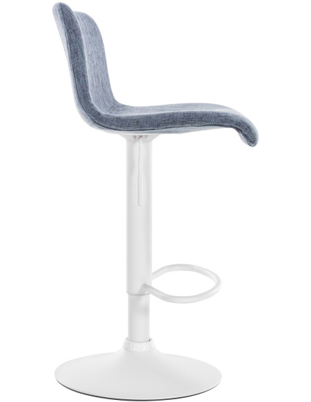 Tabouret de bar minimaliste en Tissu Bleu Métal Blanc Zavria - 5