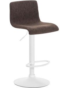 Tabouret de bar minimaliste en Tissu Marron Métal Blanc Zavria - 1