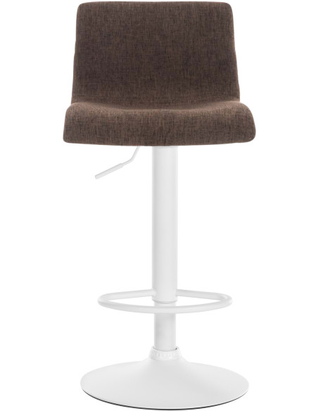 Tabouret de bar minimaliste en Tissu Marron Métal Blanc Zavria - 3