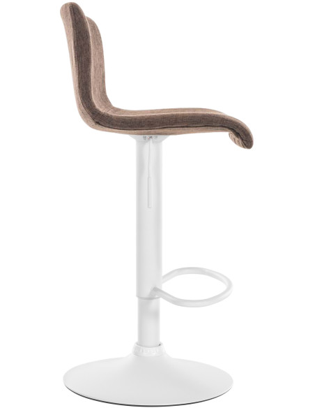 Tabouret de bar minimaliste en Tissu Marron Métal Blanc Zavria - 5