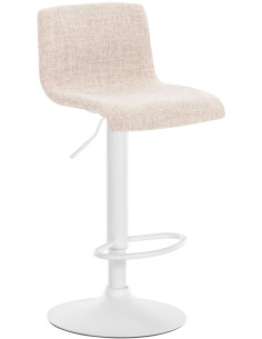 Tabouret de bar minimaliste en Tissu Blanc crème Métal Blanc Zavria - 1