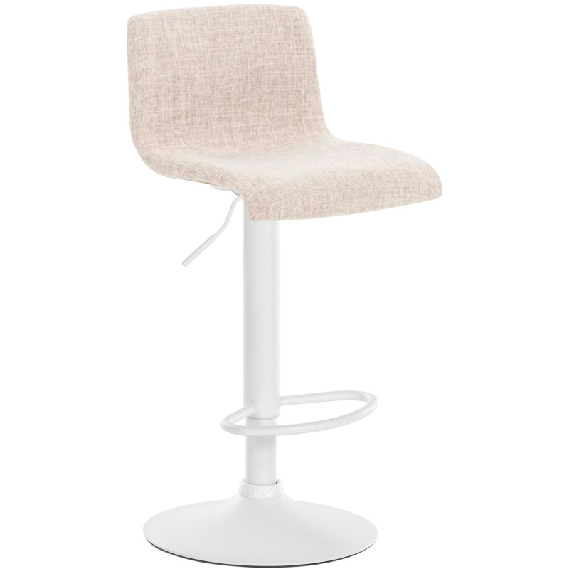 Tabouret de bar minimaliste en Tissu Blanc crème Métal Blanc Zavria - 1