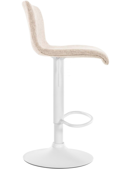 Tabouret de bar minimaliste en Tissu Blanc crème Métal Blanc Zavria - 5