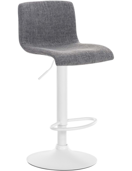 Tabouret de bar minimaliste en Tissu Gris clair Métal Blanc Zavria - 1