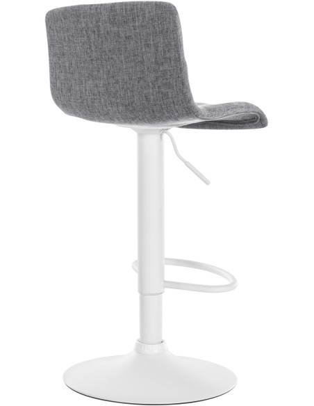 Tabouret de bar minimaliste en Tissu Gris clair Métal Blanc Zavria - 3