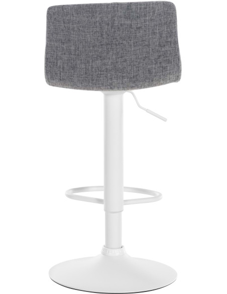Tabouret de bar minimaliste en Tissu Gris clair Métal Blanc Zavria - 4