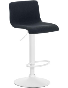 Tabouret de bar minimaliste en Tissu Noir Métal Blanc Zavria - 1