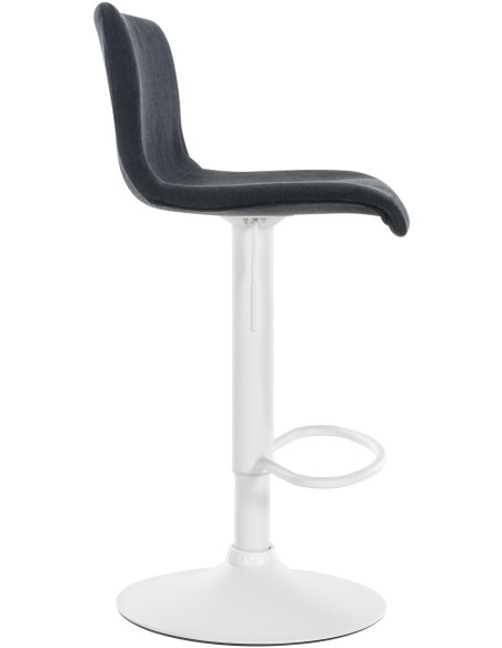 Tabouret de bar minimaliste en Tissu Noir Métal Blanc Zavria - 3