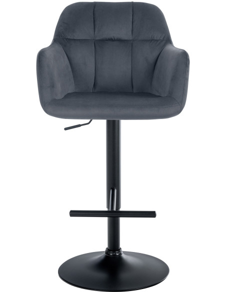 Tabouret de bar réglable haut de gamme en Velours Gris foncé Métal Noir Mirexa - 2