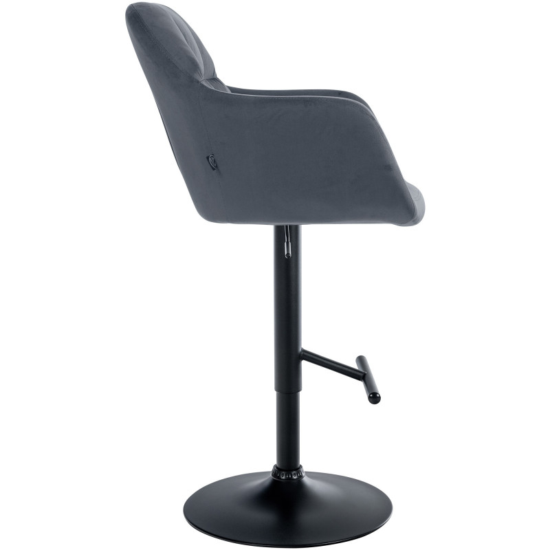 Tabouret de bar réglable haut de gamme en Velours Gris foncé Métal Noir Mirexa - 3