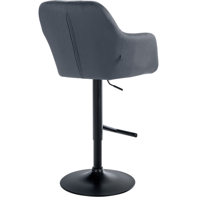 Tabouret de bar réglable haut de gamme en Velours Gris foncé Métal Noir Mirexa - 4