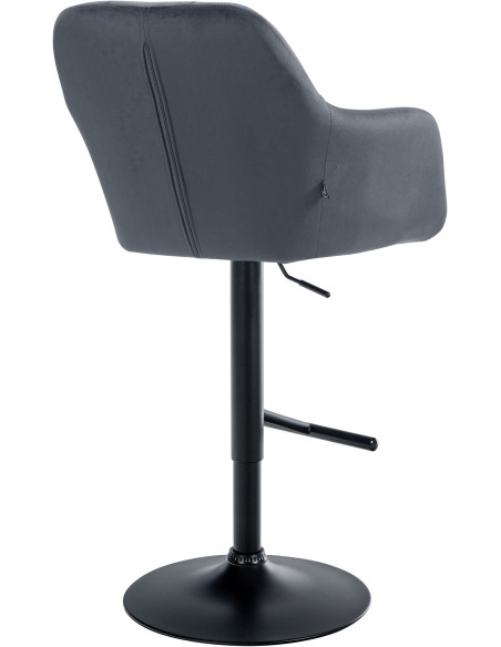 Tabouret de bar réglable haut de gamme en Velours Gris foncé Métal Noir Mirexa - 4
