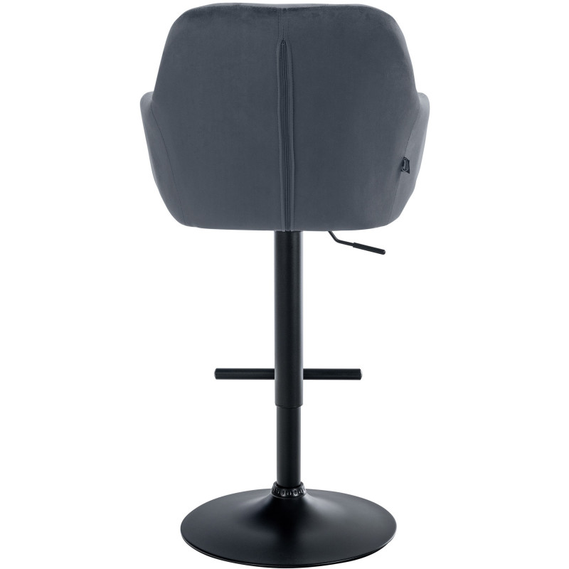 Tabouret de bar réglable haut de gamme en Velours Gris foncé Métal Noir Mirexa - 5