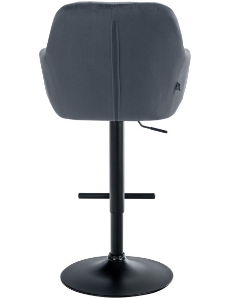 Tabouret de bar réglable haut de gamme en Velours Gris foncé Métal Noir Mirexa - 5