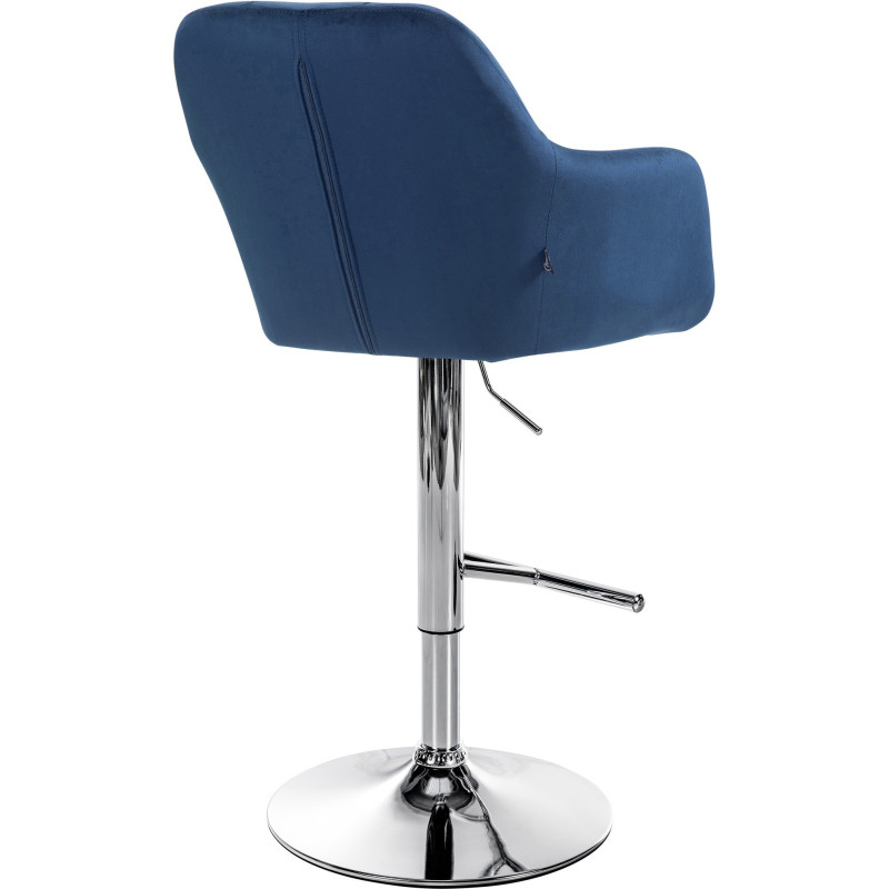 Tabouret de bar réglable haut de gamme en Velours Bleu Métal Argenté Mirexa - 4