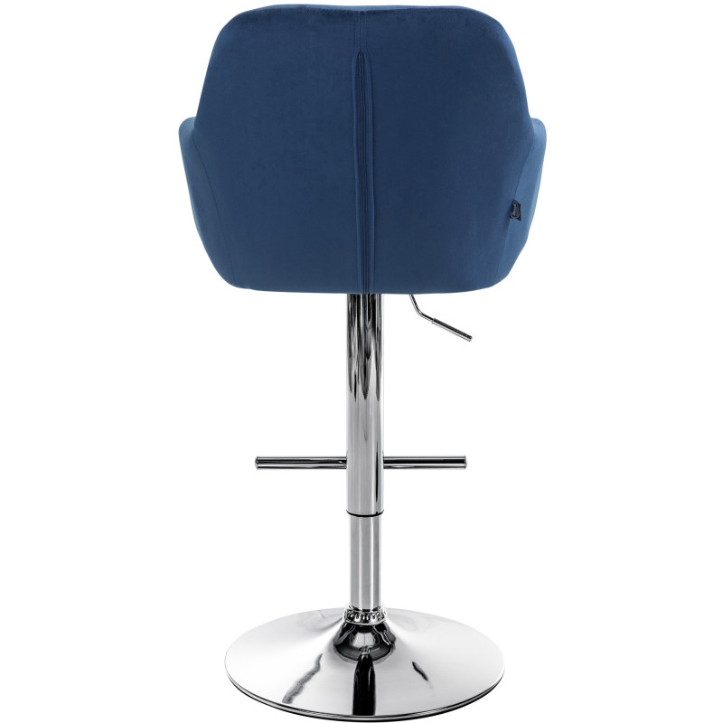 Tabouret de bar réglable haut de gamme en Velours Bleu Métal Argenté Mirexa - 5