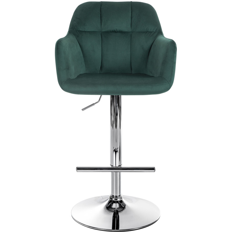 Tabouret de bar réglable haut de gamme en Velours Vert Métal Argenté Mirexa - 2