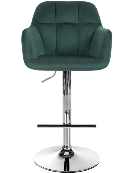 Tabouret de bar réglable haut de gamme en Velours Vert Métal Argenté Mirexa - 2
