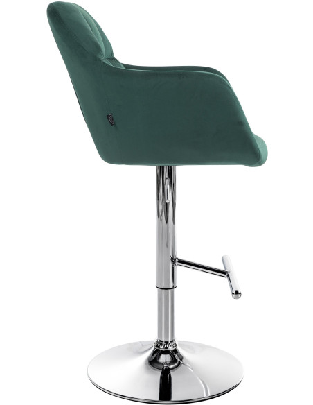 Tabouret de bar réglable haut de gamme en Velours Vert Métal Argenté Mirexa - 3