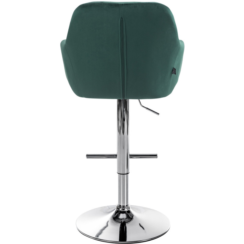 Tabouret de bar réglable haut de gamme en Velours Vert Métal Argenté Mirexa - 5