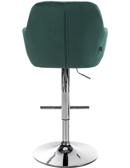 Tabouret de bar réglable haut de gamme en Velours Vert Métal Argenté Mirexa - 5