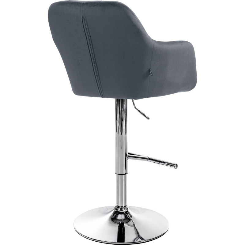 Tabouret de bar réglable haut de gamme en Velours Gris foncé Métal Argenté Mirexa - 4