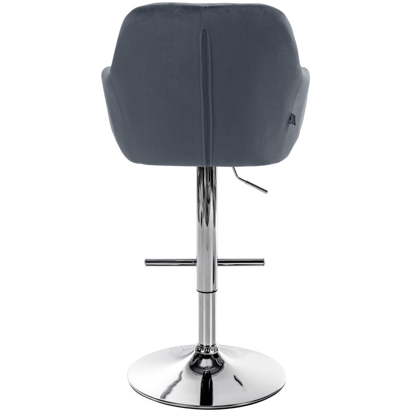 Tabouret de bar réglable haut de gamme en Velours Gris foncé Métal Argenté Mirexa - 5