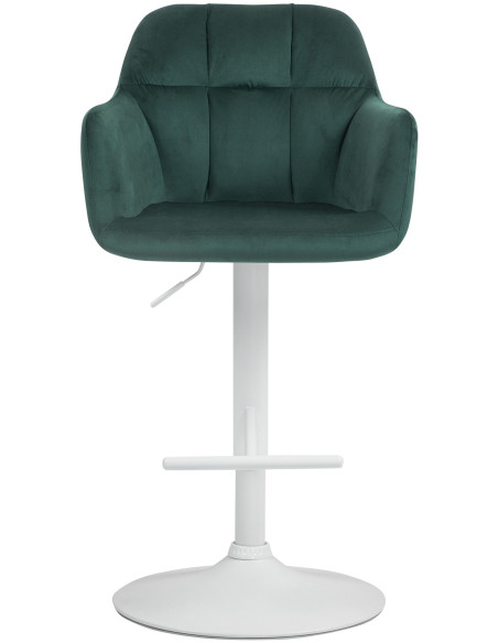 Tabouret de bar réglable haut de gamme en Velours Vert Métal Blanc Mirexa - 2
