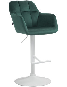 Tabouret de bar réglable haut de gamme en Velours Vert Métal Blanc Mirexa - 1