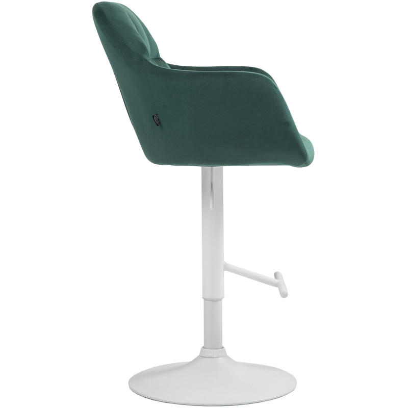 Tabouret de bar réglable haut de gamme en Velours Vert Métal Blanc Mirexa - 3