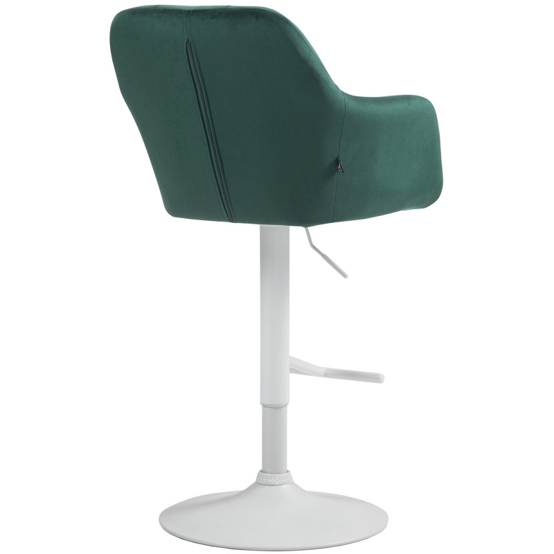 Tabouret de bar réglable haut de gamme en Velours Vert Métal Blanc Mirexa - 4