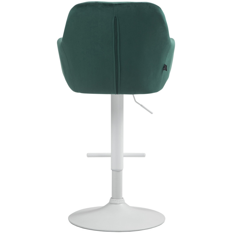 Tabouret de bar réglable haut de gamme en Velours Vert Métal Blanc Mirexa - 5