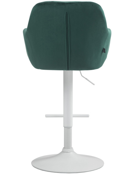 Tabouret de bar réglable haut de gamme en Velours Vert Métal Blanc Mirexa - 5