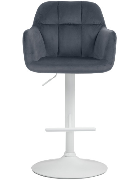 Tabouret de bar réglable haut de gamme en Velours Gris foncé Métal Blanc Mirexa - 2