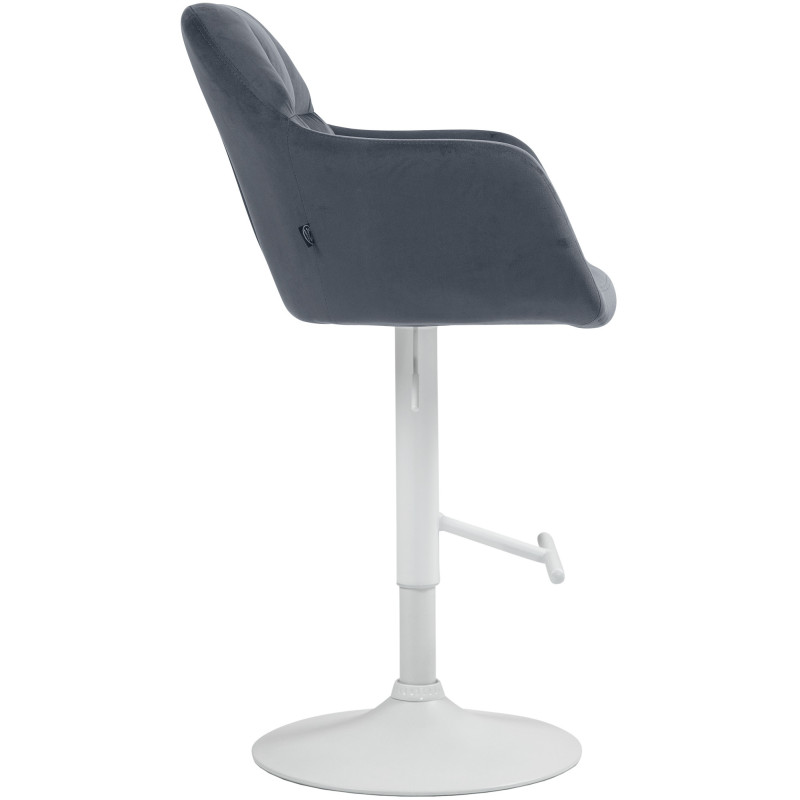 Tabouret de bar réglable haut de gamme en Velours Gris foncé Métal Blanc Mirexa - 3