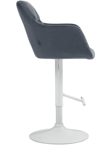 Tabouret de bar réglable haut de gamme en Velours Gris foncé Métal Blanc Mirexa - 3