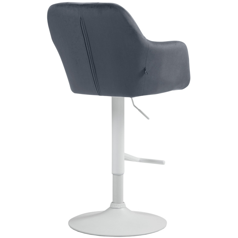 Tabouret de bar réglable haut de gamme en Velours Gris foncé Métal Blanc Mirexa - 4