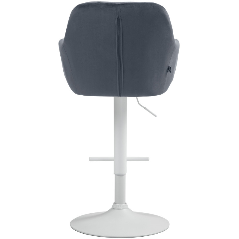 Tabouret de bar réglable haut de gamme en Velours Gris foncé Métal Blanc Mirexa - 5