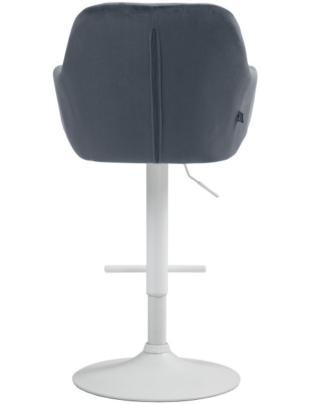 Tabouret de bar réglable haut de gamme en Velours Gris foncé Métal Blanc Mirexa - 5