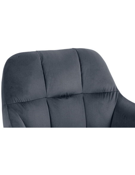 Tabouret de bar réglable haut de gamme en Velours Gris foncé Métal Blanc Mirexa - 6