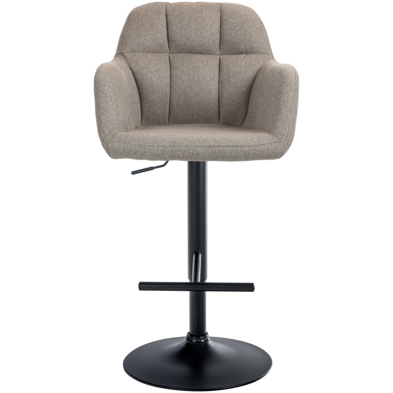 Tabouret de bar réglable haut de gamme en Tissu Taupe Métal Noir Mirexa - 2