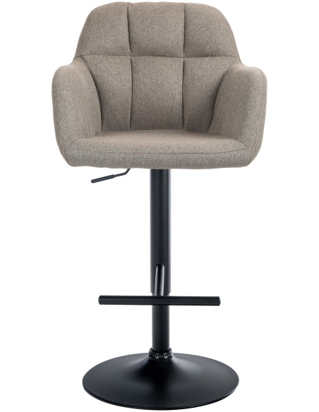 Tabouret de bar réglable haut de gamme en Tissu Taupe Métal Noir Mirexa - 2