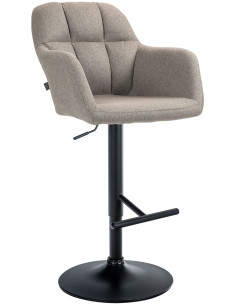 Tabouret de bar réglable haut de gamme en Tissu Taupe Métal Noir Mirexa - 1