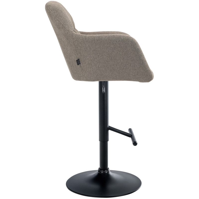 Tabouret de bar réglable haut de gamme en Tissu Taupe Métal Noir Mirexa - 3