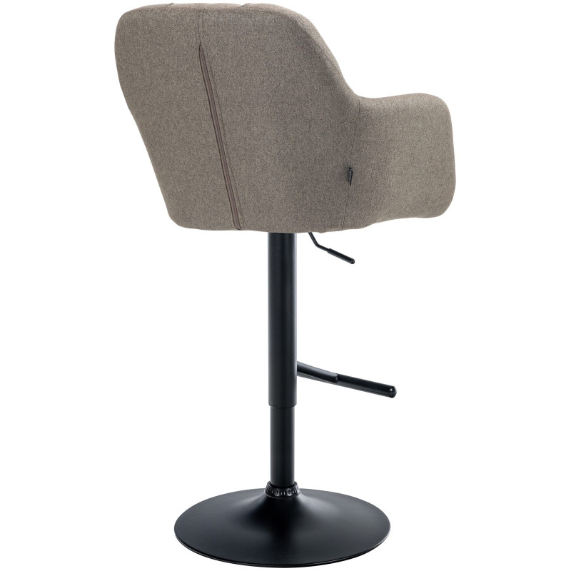 Tabouret de bar réglable haut de gamme en Tissu Taupe Métal Noir Mirexa - 4