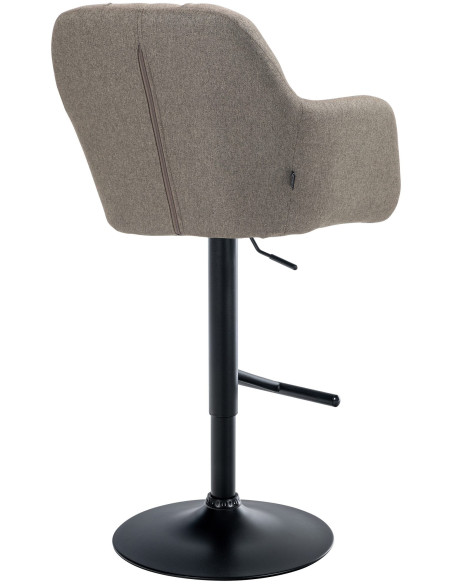 Tabouret de bar réglable haut de gamme en Tissu Taupe Métal Noir Mirexa - 4